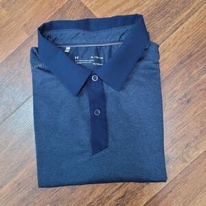 Under Armour‎ XL Mens Blue HeatGear Loose Fit Short Sleeve Polo Shirt